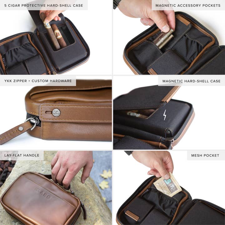Wholesale Brown Flint Travel Leather Cigar
