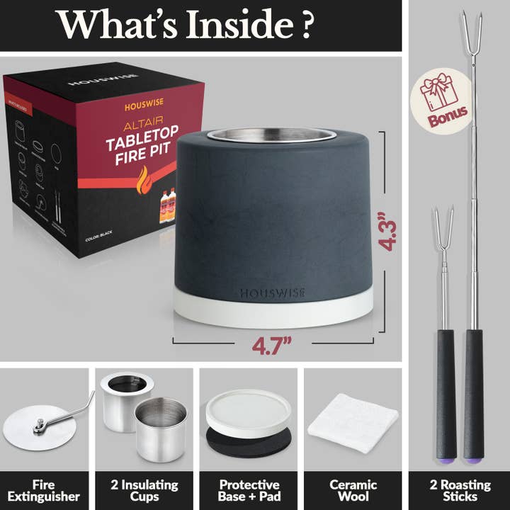Wholesale Houswise Round Tabletop Compact Portable Smokeless Fire Pit