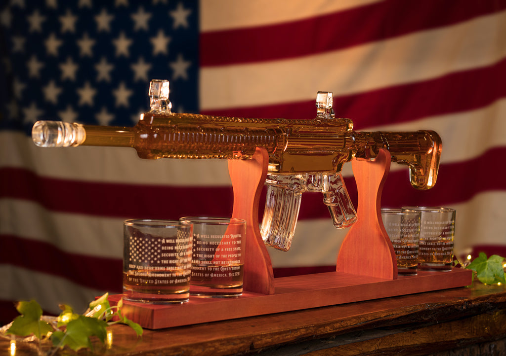 AR-15 Glass Decanter with 2nd Amendment Whiskey Glasses