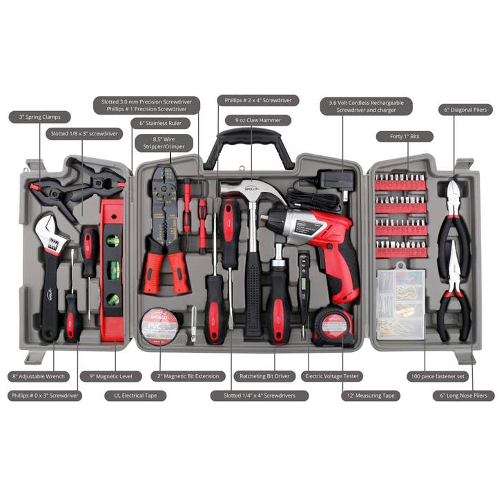 Wholesale 161 Pc Household Tool Kit w 3.6v Li-ion Cordless Screwdriver