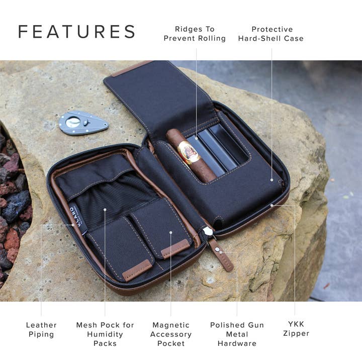 Wholesale Brown Flint Travel Leather Cigar