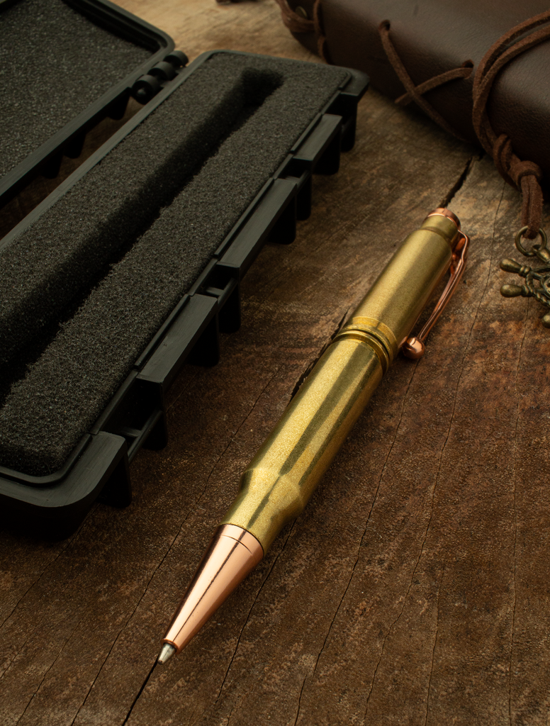 Real Bullet Casing Refillable Twist Pen- Polished Brass