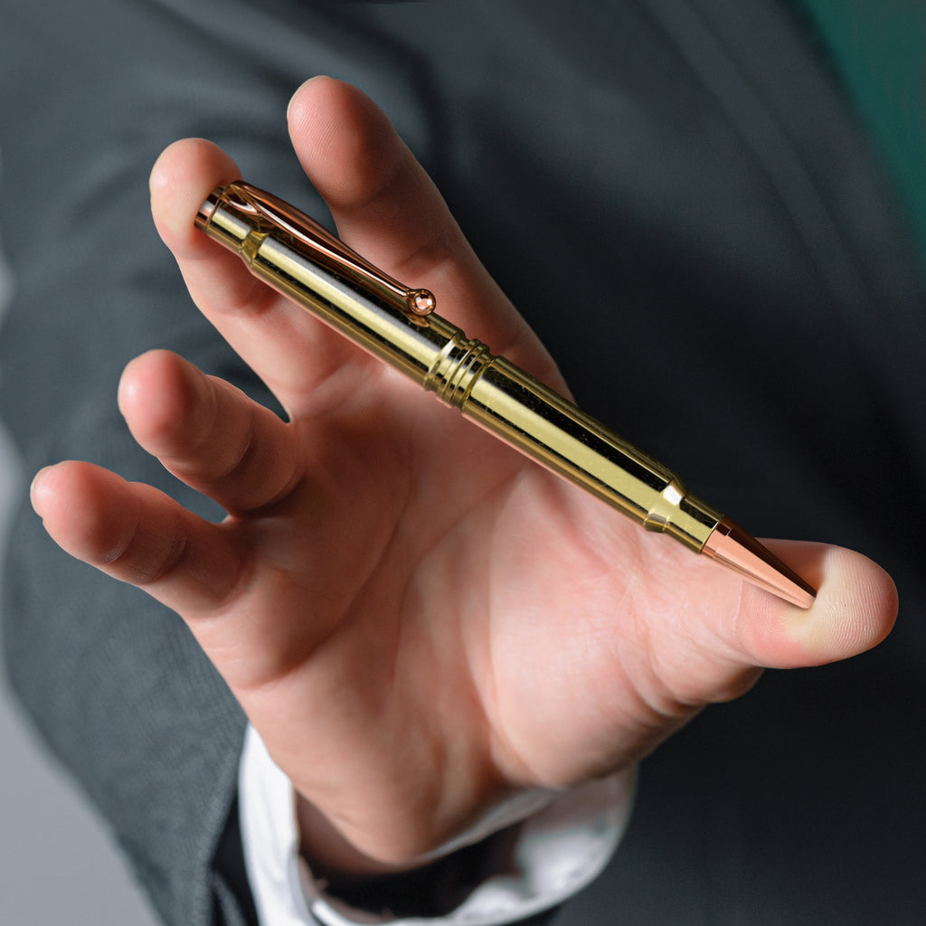 Real Bullet Casing Refillable Twist Pen- Polished Brass
