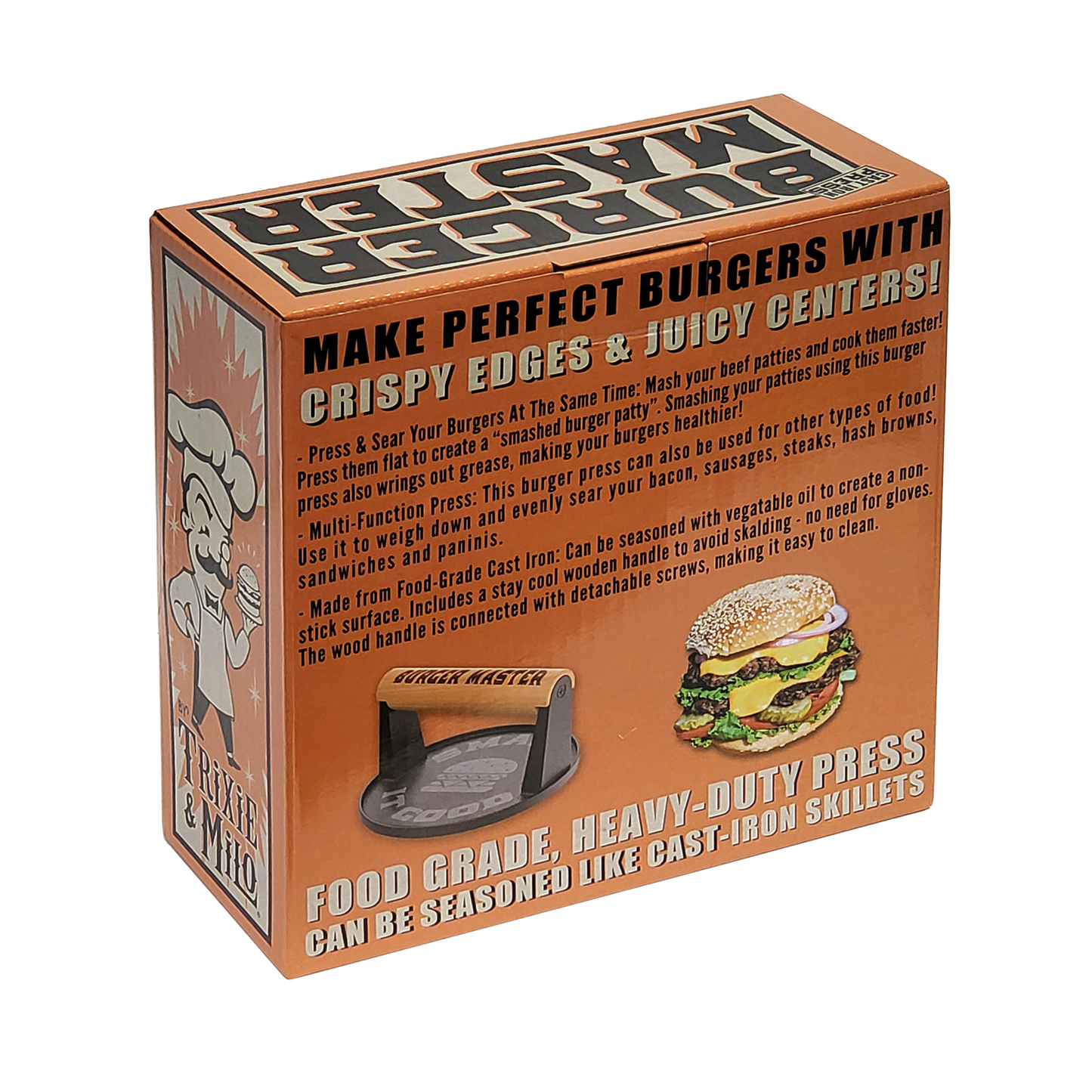 "Burger Master" Cast Iron Grill Press