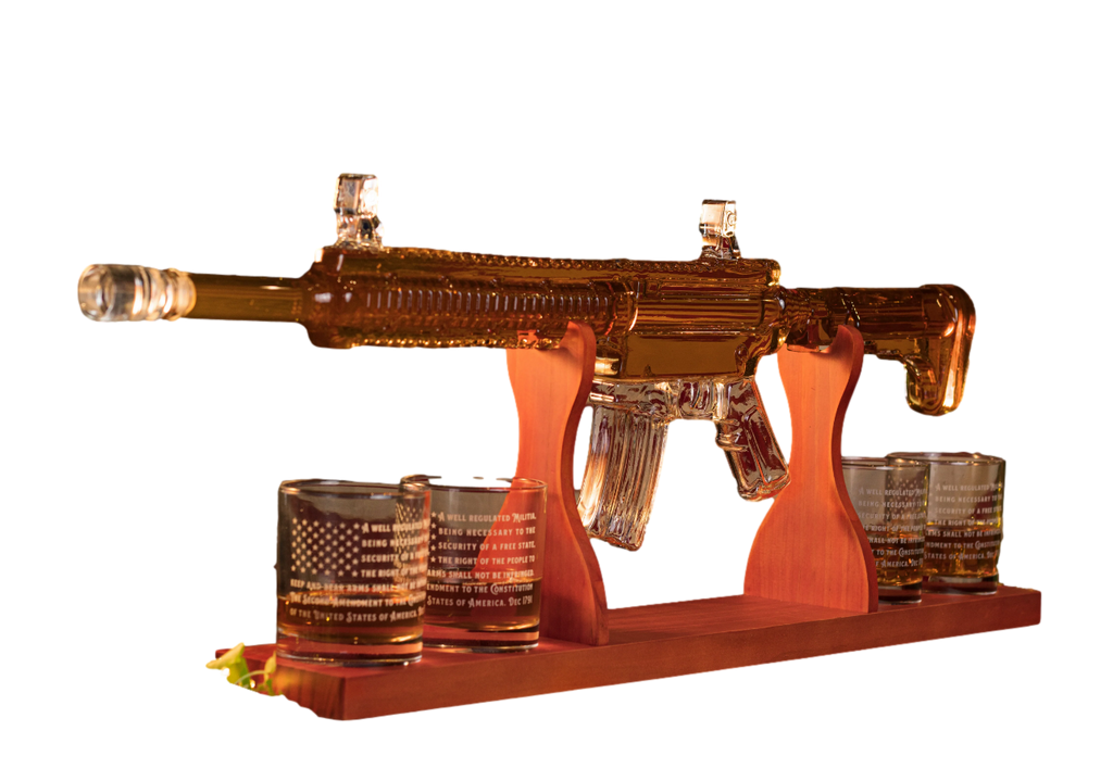 AR-15 Glass Decanter with 2nd Amendment Whiskey Glasses