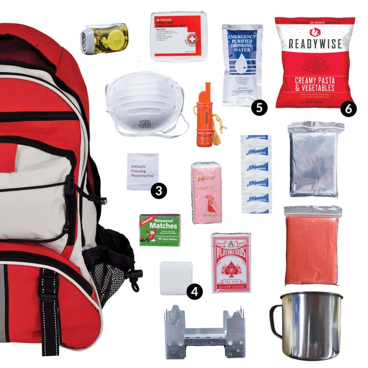 Wholesale 64 Piece Survival Back Pack (Red)