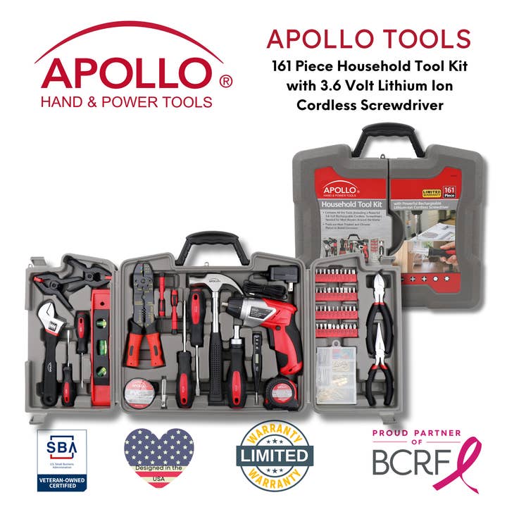 Wholesale 161 Pc Household Tool Kit w 3.6v Li-ion Cordless Screwdriver