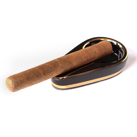 Wholesale Single Black and Gold Inlay Ceramic Ashtray