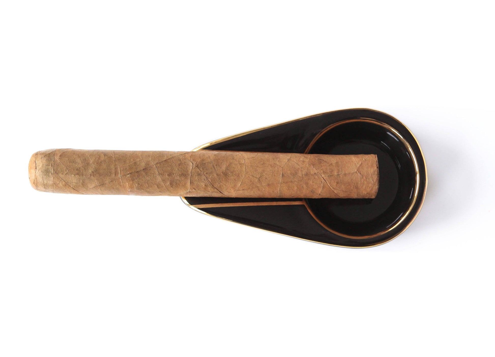 Wholesale Single Black and Gold Inlay Ceramic Ashtray