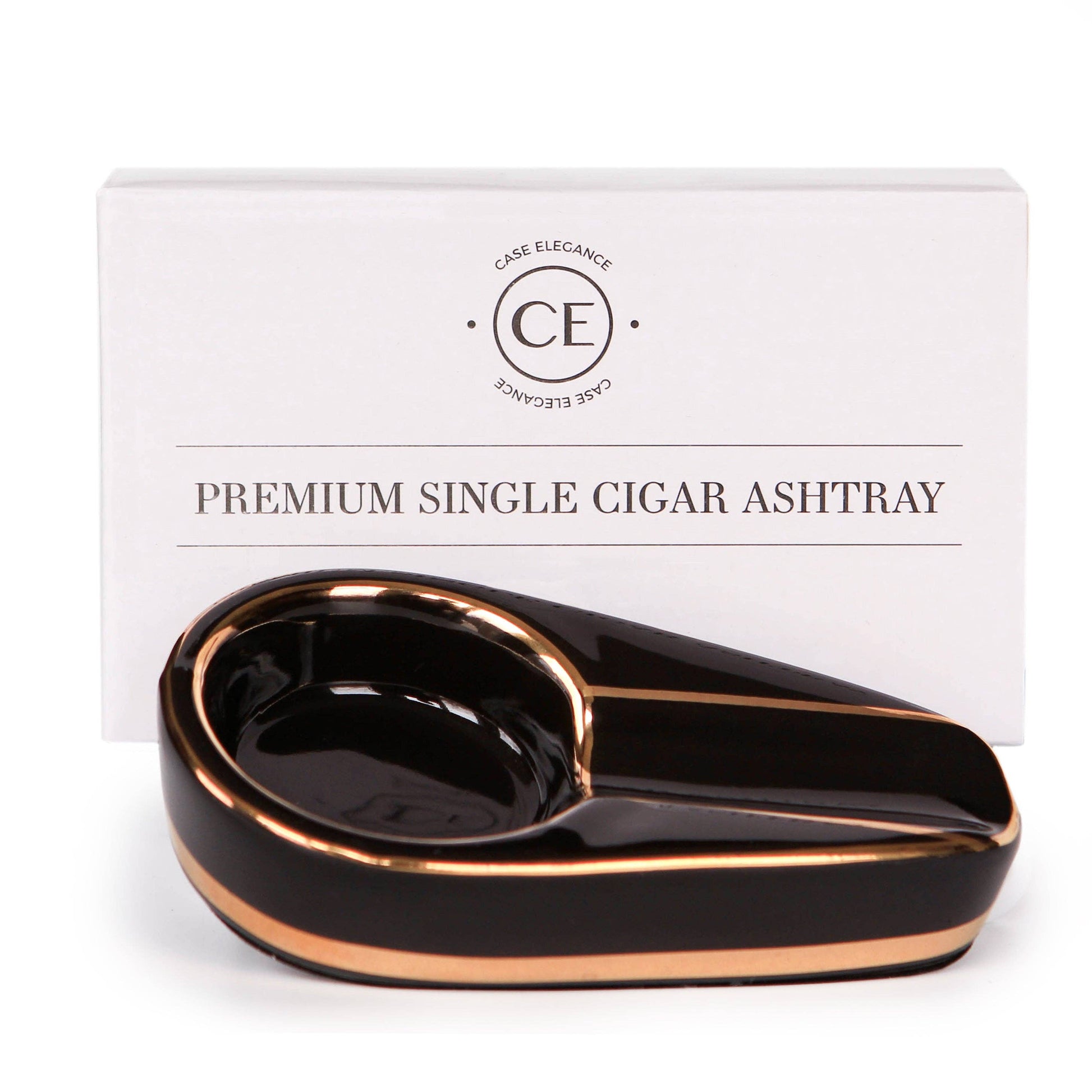 Wholesale Single Black and Gold Inlay Ceramic Ashtray